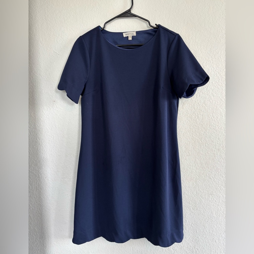 Monteau Navy Blue Short Sleeve Shift Dress
